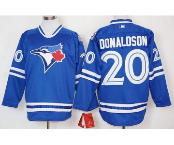 Men's Toronto Blue Jays #20 Josh Donaldson Blue Alternate Long Sleeve Baseball Jersey