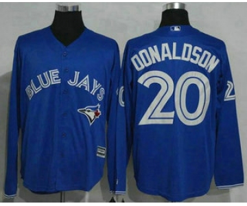 Men's Toronto Blue Jays #20 Josh Donaldson Blue Alternate Long Sleeve New Cool Base Jersey