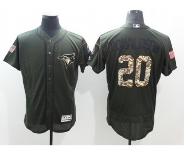 Men's Toronto Blue Jays #20 Josh Donaldson Green Salute to Service 2016 Flexbase Majestic Baseball Jersey