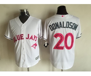 Men's Toronto Blue Jays #20 Josh Donaldson White With Pink 2016 Mother's Day Baseball Cool Base Jersey
