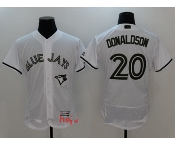 Men's Toronto Blue Jays #20 Josh Donaldson White with Green Memorial Day Stitched MLB Majestic Flex Base Jersey