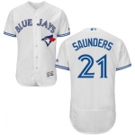 Men's Toronto Blue Jays #21 Michael Saunders White Home 2016 Flexbase Majestic Baseball Jersey