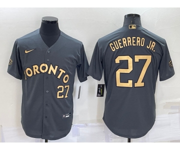 Men's Toronto Blue Jays #27 Vladimir Guerrero Jr Number Grey 2022 All Star Stitched Cool Base Nike Jersey