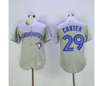 Men's Toronto Blue Jays #29 Joe Carter Retired Gray Road Stitched MLB 2016 Majestic Flex Base Jersey