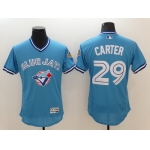 Men's Toronto Blue Jays #29 Joe Carter Retired Light Blue 2016 Flexbase Majestic Baseball Jersey