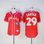 Men's Toronto Blue Jays #29 Joe Carter Retired Red Stitched MLB 2016 Canada Day Majestic Flex Base Jersey