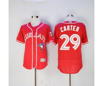 Men's Toronto Blue Jays #29 Joe Carter Retired Red Stitched MLB 2016 Canada Day Majestic Flex Base Jersey