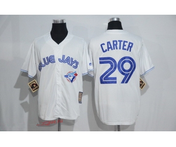 Men's Toronto Blue Jays #29 Joe Carter White Majestic Cool Base Cooperstown Collection Player Jersey