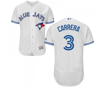 Men's Toronto Blue Jays #3 Ezequiel Carrera White Home 2016 Flexbase Majestic Baseball Jersey