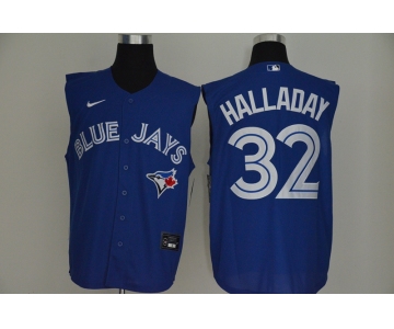 Men's Toronto Blue Jays #32 Roy Halladay Blue 2020 Cool and Refreshing Sleeveless Fan Stitched MLB Nike Jersey