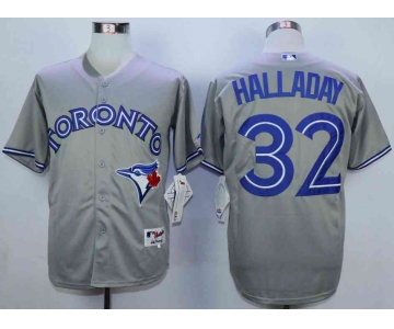 Men's Toronto Blue Jays #32 Roy Halladay Grey Cool Base Jersey