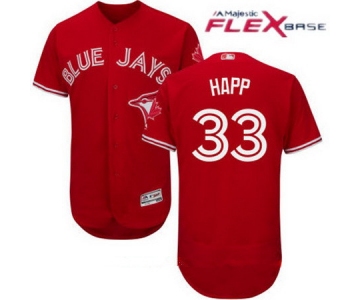 Men's Toronto Blue Jays #33 J. A. Happ Red Stitched MLB 2017 Majestic Flex Base Jersey