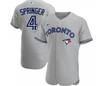Men's Toronto Blue Jays #4 George Springer Gray Flex Base Stitched Jersey