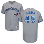 Men's Toronto Blue Jays #45 Drew Storen Gray Road 2016 Flexbase Majestic Baseball Jersey