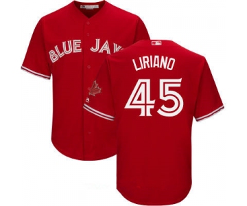 Men's Toronto Blue Jays #45 Francisco Liriano Red Stitched MLB 2017 Majestic Cool Base Jersey