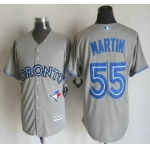 Men's Toronto Blue Jays #55 Russell Martin Away Gray 2015 MLB Cool Base Jersey