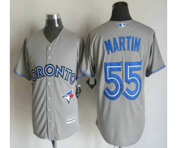 Men's Toronto Blue Jays #55 Russell Martin Away Gray 2015 MLB Cool Base Jersey