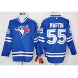 Men's Toronto Blue Jays #55 Russell Martin Blue Alternate Long Sleeve Baseball Jersey