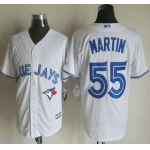 Men's Toronto Blue Jays #55 Russell Martin Home White 2015 MLB Cool Base Jersey