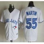 Men's Toronto Blue Jays #55 Russell Martin Home White 2015 MLB Cool Base Jersey
