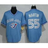 Men's Toronto Blue Jays #55 Russell Martin Light Blue Pullover Majestic Cool Base Cooperstown Collection Jersey