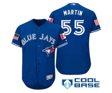 Men's Toronto Blue Jays #55 Russell Martin Royal Blue Stars & Stripes Fashion Independence Day Stitched MLB Majestic Cool Base Jersey