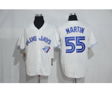 Men's Toronto Blue Jays #55 Russell Martin White Majestic Cool Base Cooperstown Collection Jersey