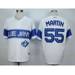 Men's Toronto Blue Jays #55 Russell Martin White New Cool Base Jersey