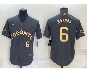 Men's Toronto Blue Jays #6 Alek Manoah Number Grey 2022 All Star Stitched Cool Base Nike Jersey