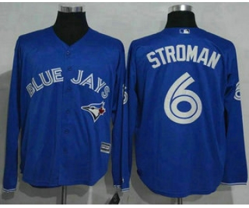 Men's Toronto Blue Jays #6 Marcus Stroman Blue Alternate Long Sleeve New Cool Base