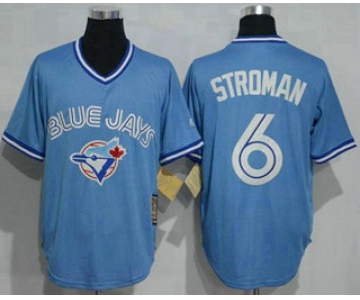 Men's Toronto Blue Jays #6 Marcus Stroman Light Blue Pullover Majestic Cool Base Cooperstown Collection Jersey