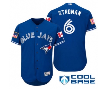 Men's Toronto Blue Jays #6 Marcus Stroman Royal Blue Stars & Stripes Fashion Independence Day Stitched MLB Majestic Cool Base Jersey