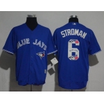 Men's Toronto Blue Jays #6 Marcus Stroman Royal Blue Team Logo Ornamented Stitched MLB Majestic Cool Base Jersey