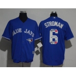 Men's Toronto Blue Jays #6 Marcus Stroman Royal Blue Team Logo Ornamented Stitched MLB Majestic Cool Base Jersey