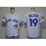 Toronto Blue Jays #19 Paul Molitor 1993 White Throwback Jersey