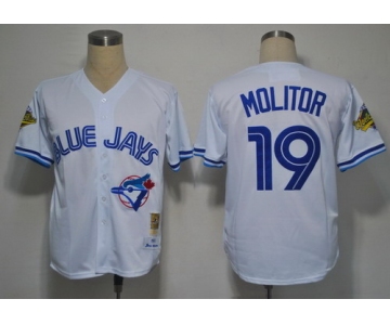 Toronto Blue Jays #19 Paul Molitor 1993 White Throwback Jersey