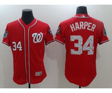 Men Washington Nationals #34 Harper Red Spring Edition Elite 2022 MLB Jersey