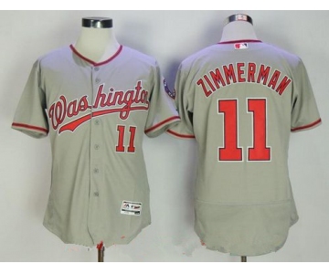 Men's Washington Nationals #11 Ryan Zimmerman Gray Road Stitched MLB Majestic Flex Base Jersey