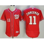 Men's Washington Nationals #11 Ryan Zimmerman Red Stitched MLB Majestic Flex Base Jersey