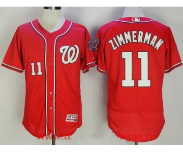 Men's Washington Nationals #11 Ryan Zimmerman Red Stitched MLB Majestic Flex Base Jersey