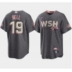 Men's Washington Nationals #19 Josh Bell 2022 Grey City Connect Cherry Blossom Cool Base Stitched Jersey