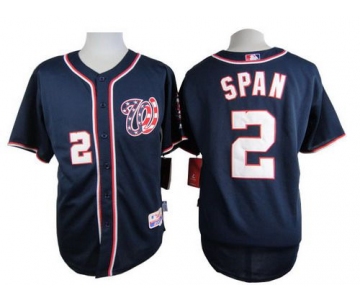 Men's Washington Nationals #2 Denard Span Navy Blue Jersey