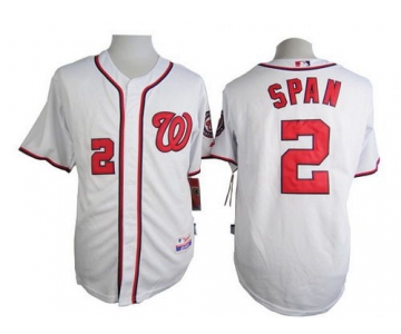 Men's Washington Nationals #2 Denard Span White Jersey