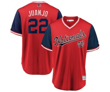 Mens Washington Nationals 22 Juan Soto Juanjo Majestic Red 2018 Players Weekend Cool Base Jersey