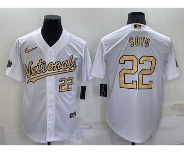 Men's Washington Nationals #22 Juan Soto Number White 2022 All Star Stitched Cool Base Nike Jersey