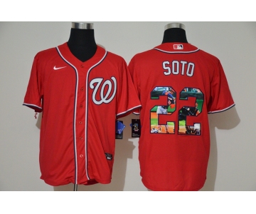Men's Washington Nationals #22 Juan Soto Red Unforgettable Moment Stitched Fashion MLB Cool Base Nike Jersey