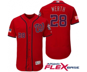 Men's Washington Nationals #28 Jayson Werth Red Stars & Stripes Fashion Independence Day Stitched MLB Majestic Flex Base Jersey