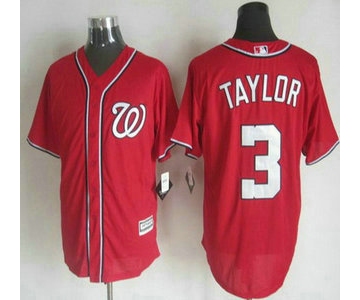 Men's Washington Nationals #3 Michael Taylor Alternate Red 2015 MLB Cool Base Jersey