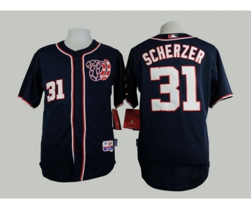 Men's Washington Nationals #31 Max Scherzer Navy Blue Jersey