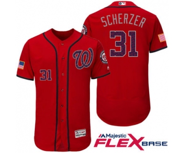 Men's Washington Nationals #31 Max Scherzer Red Stars & Stripes Fashion Independence Day Stitched MLB Majestic Flex Base Jersey